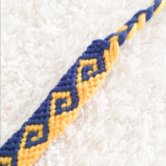 Friendship Bracelet (Blue/Yellow Greek Wave) - Picture 2 of 5